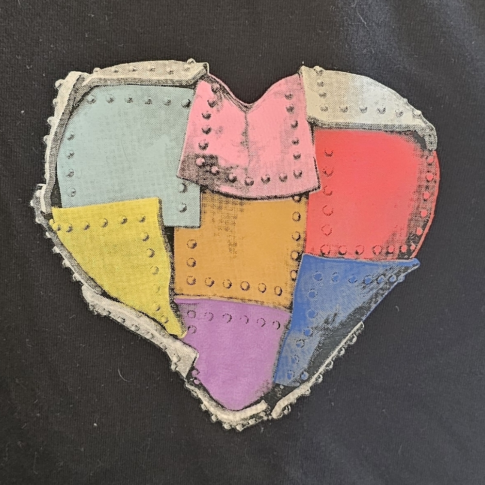 Genuine Merchandise Black Tee with Colorful Heart Design - Picture 4 of 7